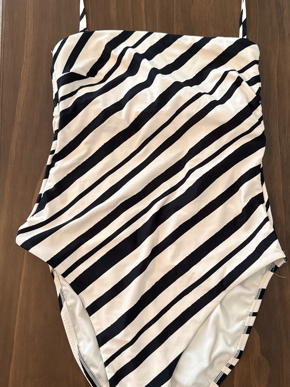 Shade & Shore Black and White Striped One-Piece Swim